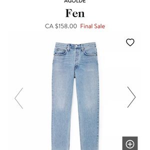 Agolde Fen Jean. So comfy just don’t wear them.